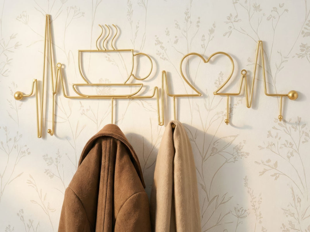 BREAKFAST WALL HANGER – Vægophæng i guld (60 x 3,8 x 26,7 cm)