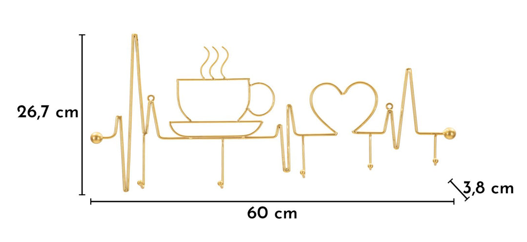 BREAKFAST WALL HANGER – Vægophæng i guld (60 x 3,8 x 26,7 cm)