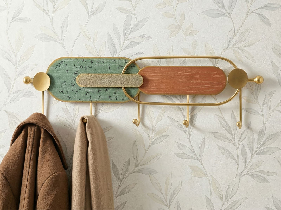 APOLLO WALL HANGER – Vægophæng i grøn og kobber (56 x 4,5 x 16 cm)