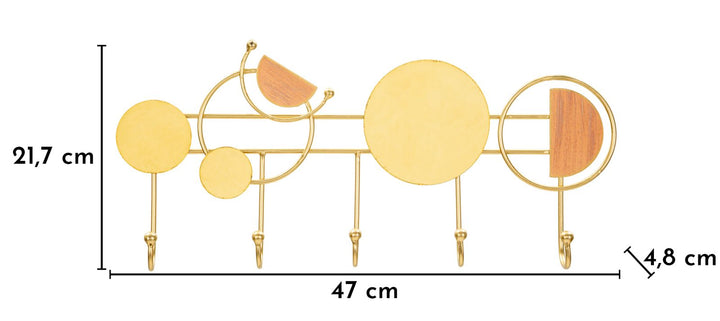 WEDNESDAY WALL HANGER – Vægophæng i guld med rosa detaljer (47 x 4,8 x 21,7 cm)