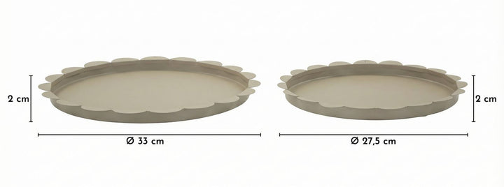 SATURN TRAY – Sæt med 2 runde bakker i dove grey (Ø33 cm / Ø27,5 cm)