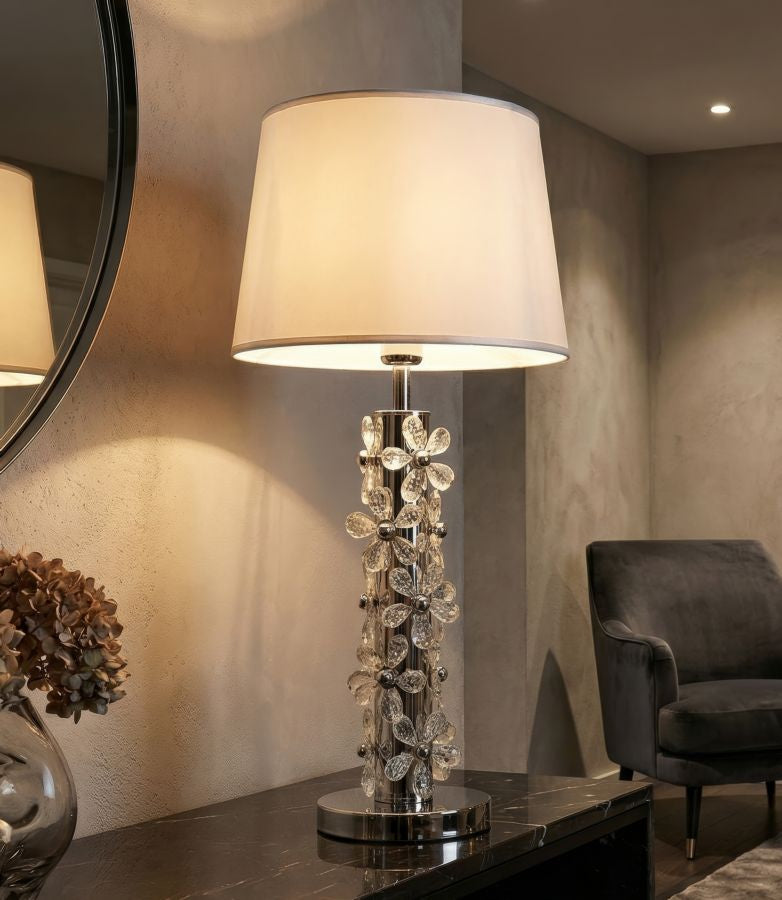 FLOWER TABLE LAMP – Sølv bordlampe (Ø35 x 74 cm)