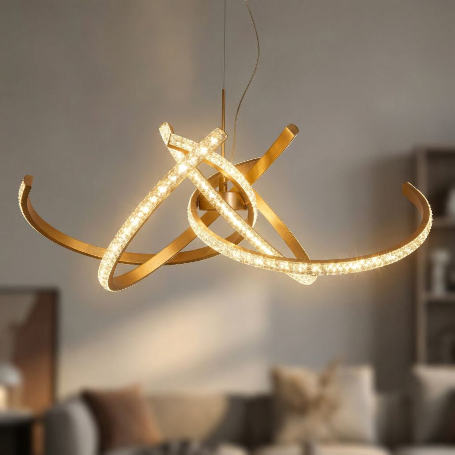 CELTIC LED CEILING LAMP – Pendel i børstet guld (Ø62 x 120 cm)