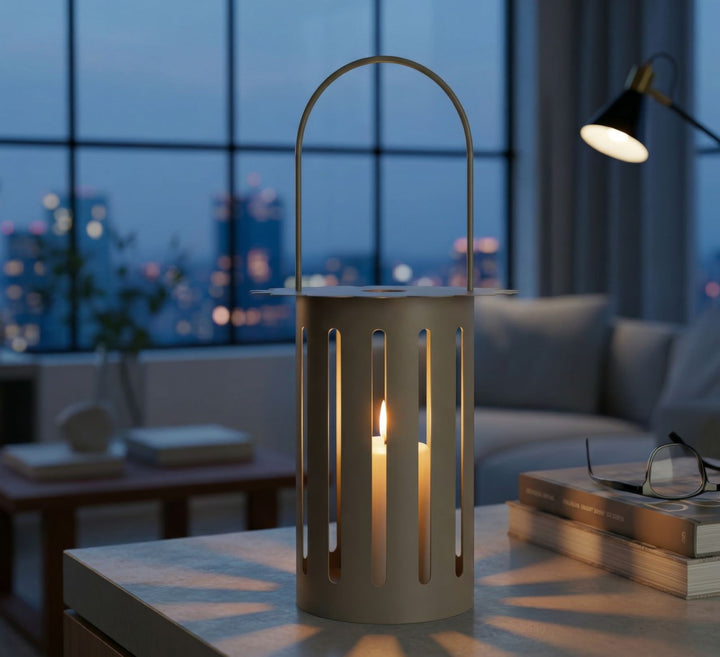 SATURN LANTERN – Dove Grey (Ø24 x 43 cm)