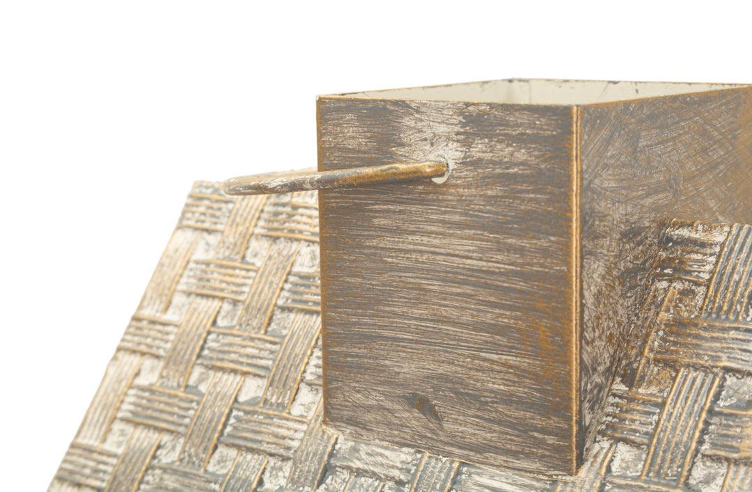 HOME LANTERN – Sæt med 2 lanterner i træ og metal (24,5 x 24,5 x 55 cm / 17 x 17 x 37,5 cm)