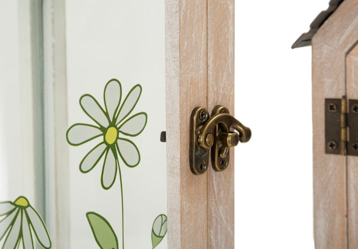FLOWER LANTERN – Sæt med 2 lanterner i træ (18 x 13 x 36 cm / 12,5 x 8,5 x 25 cm)