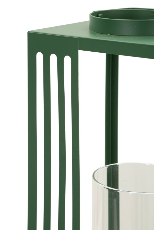 LINEE LANTERN – Sæt med 2 lanterner i grøn (18,3 x 18,3 x 43,5 cm / 15 x 15 x 36,5 cm)