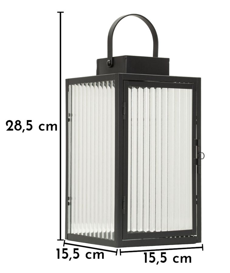 SIMPLY LANTERN – Sort metal lanterne (15,5 x 15,5 x 28,5 cm)