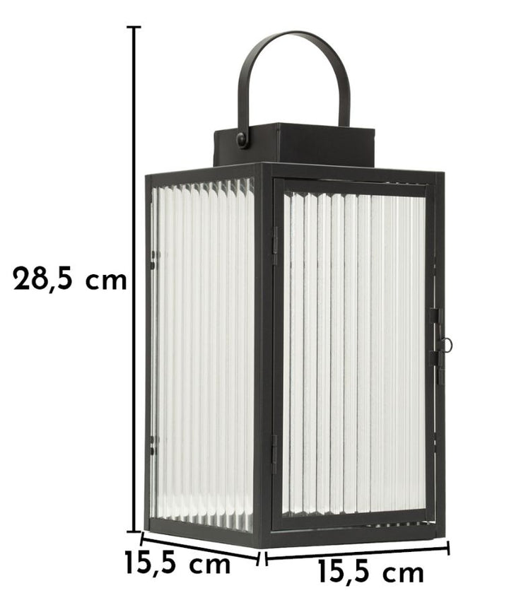 SIMPLY LANTERN – Sort metal lanterne (15,5 x 15,5 x 28,5 cm)