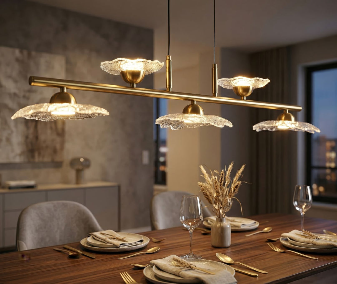 EMILY 5 LIGHT CEILING LAMP – Loftlampe i transparent glas (100 x 24 x 18 cm)