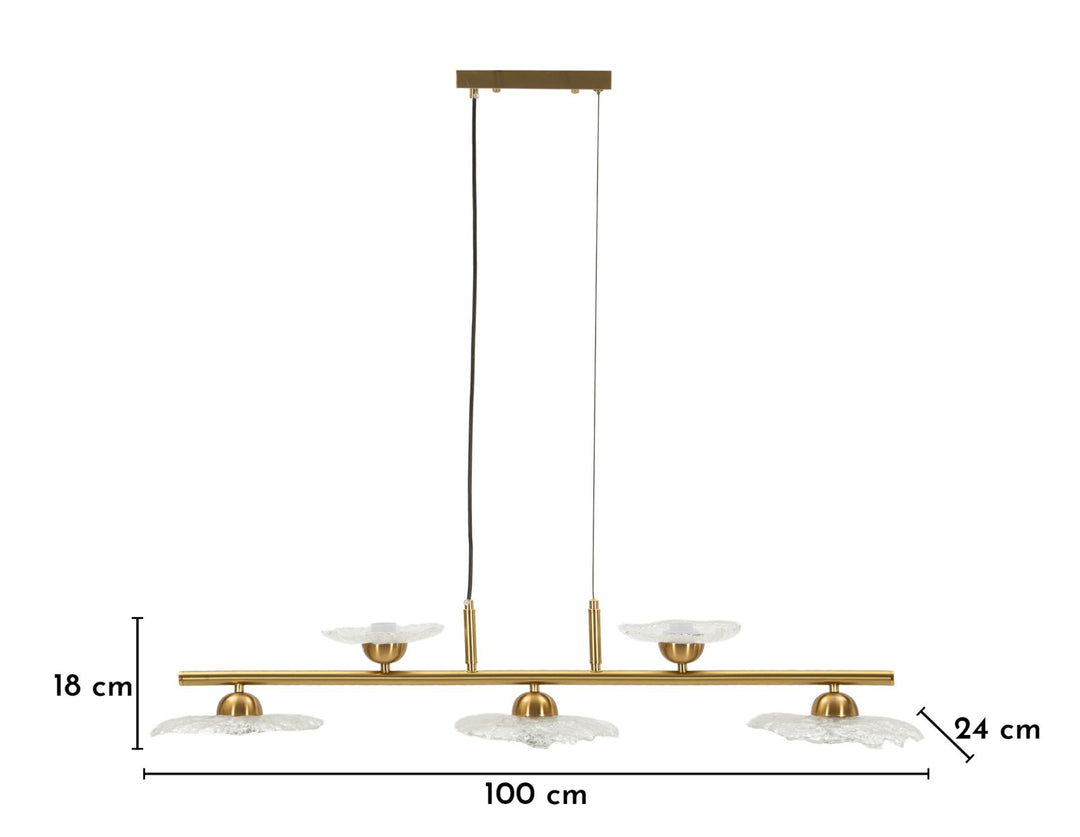 EMILY 5 LIGHT CEILING LAMP – Loftlampe i transparent glas (100 x 24 x 18 cm)