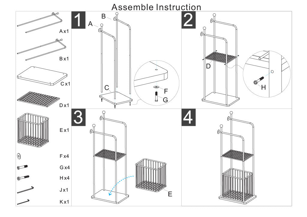 FLISH HÅNDKLÆDEHOLDER CM 40X30X121