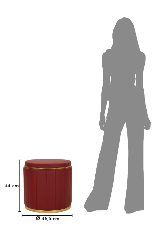 LONDON PUF MED OPBEVARING – Rød (Ø46,5 x 44 cm)