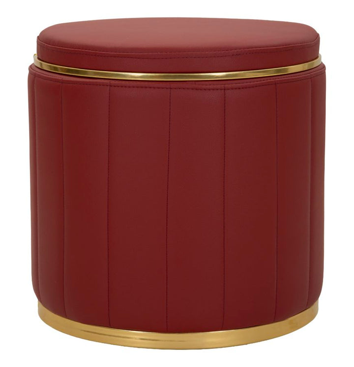 LONDON PUF MED OPBEVARING – Rød (Ø46,5 x 44 cm)