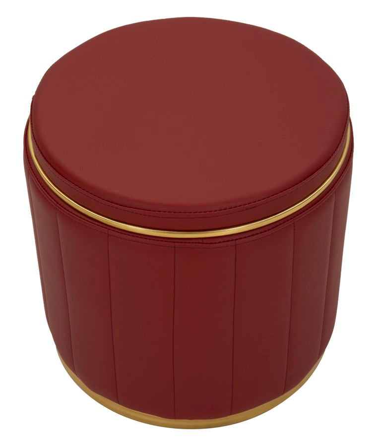 LONDON PUF MED OPBEVARING – Rød (Ø46,5 x 44 cm)
