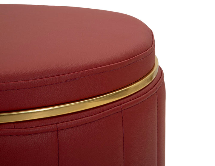 LONDON PUF MED OPBEVARING – Rød (Ø46,5 x 44 cm)
