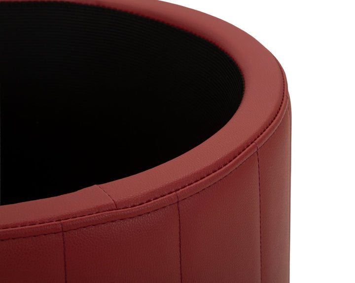 LONDON PUF MED OPBEVARING – Rød (Ø46,5 x 44 cm)
