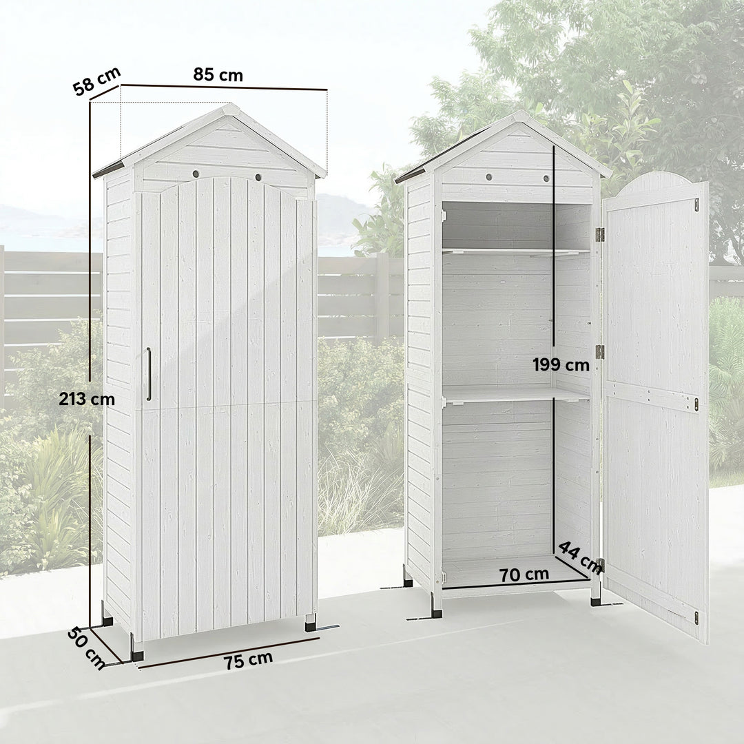 Træskur, ekstra højt, med justerbar hylde, magnetisk dør, galvaniseret tagventilation