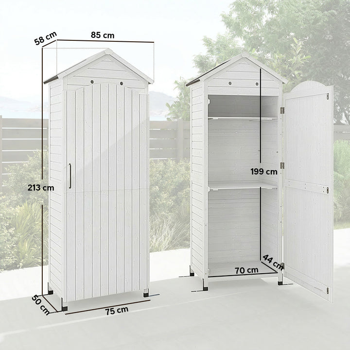 Træskur, ekstra højt, med justerbar hylde, magnetisk dør, galvaniseret tagventilation