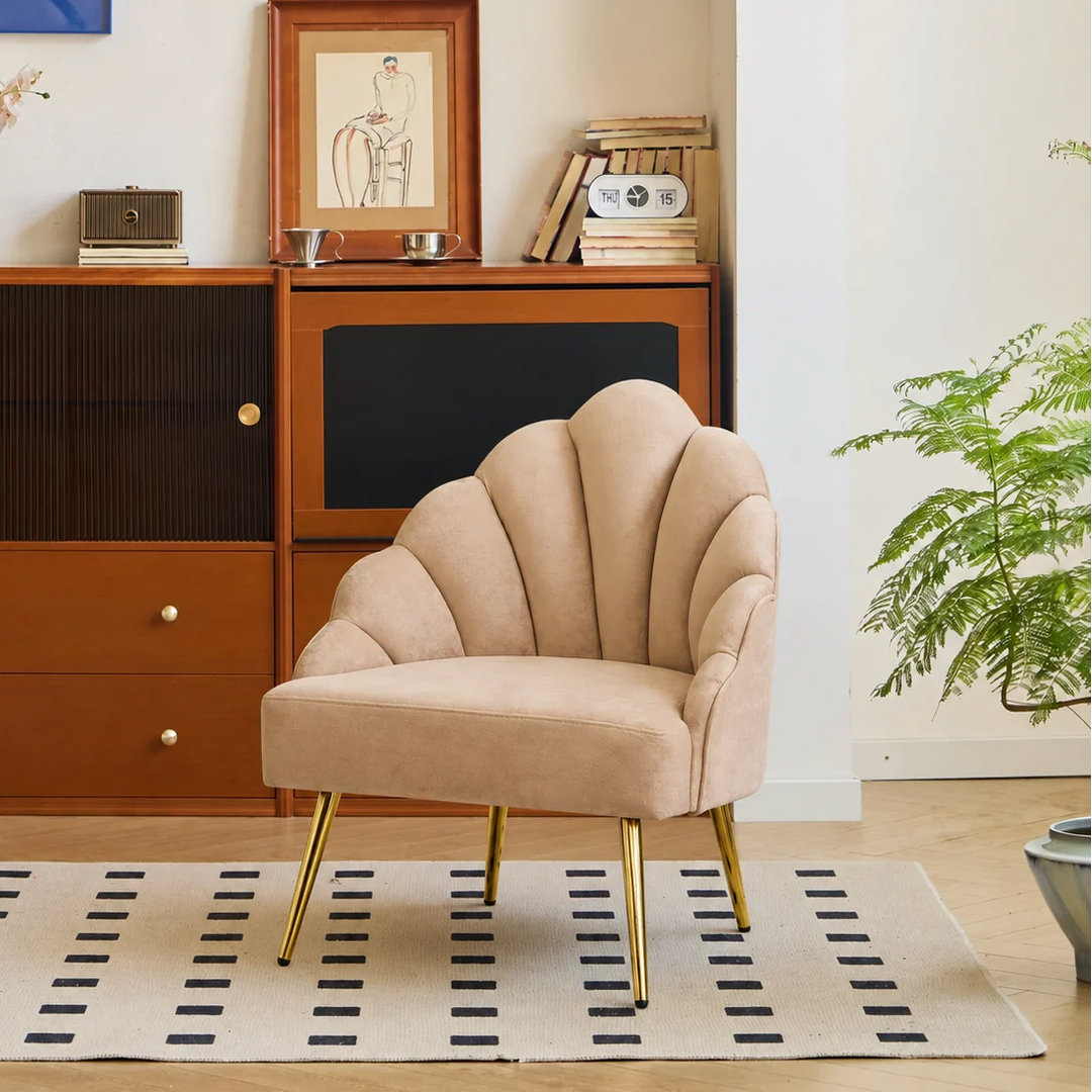 BOLGE Beige Lænestol i Velour og Metal