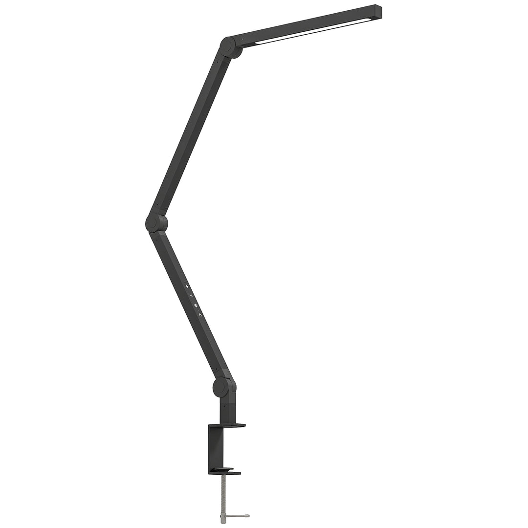 Skrivebordslampe, justerbar lysstyrke og farve, metalklemme, 96 LED'er, sort