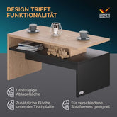 Sofabord med praktisk hylde, naturfarvet/grå, 92x50x47cm
