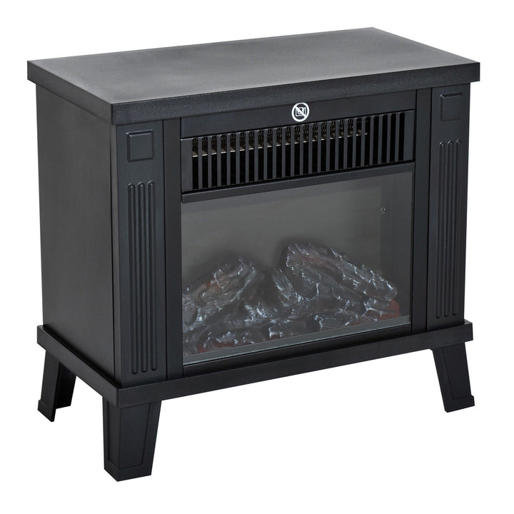 Elektrisk pejs elektrisk pejseovn fritstående pejs med flammeeffekt 600/1200w, metal, sort, 34x17x31 cm
