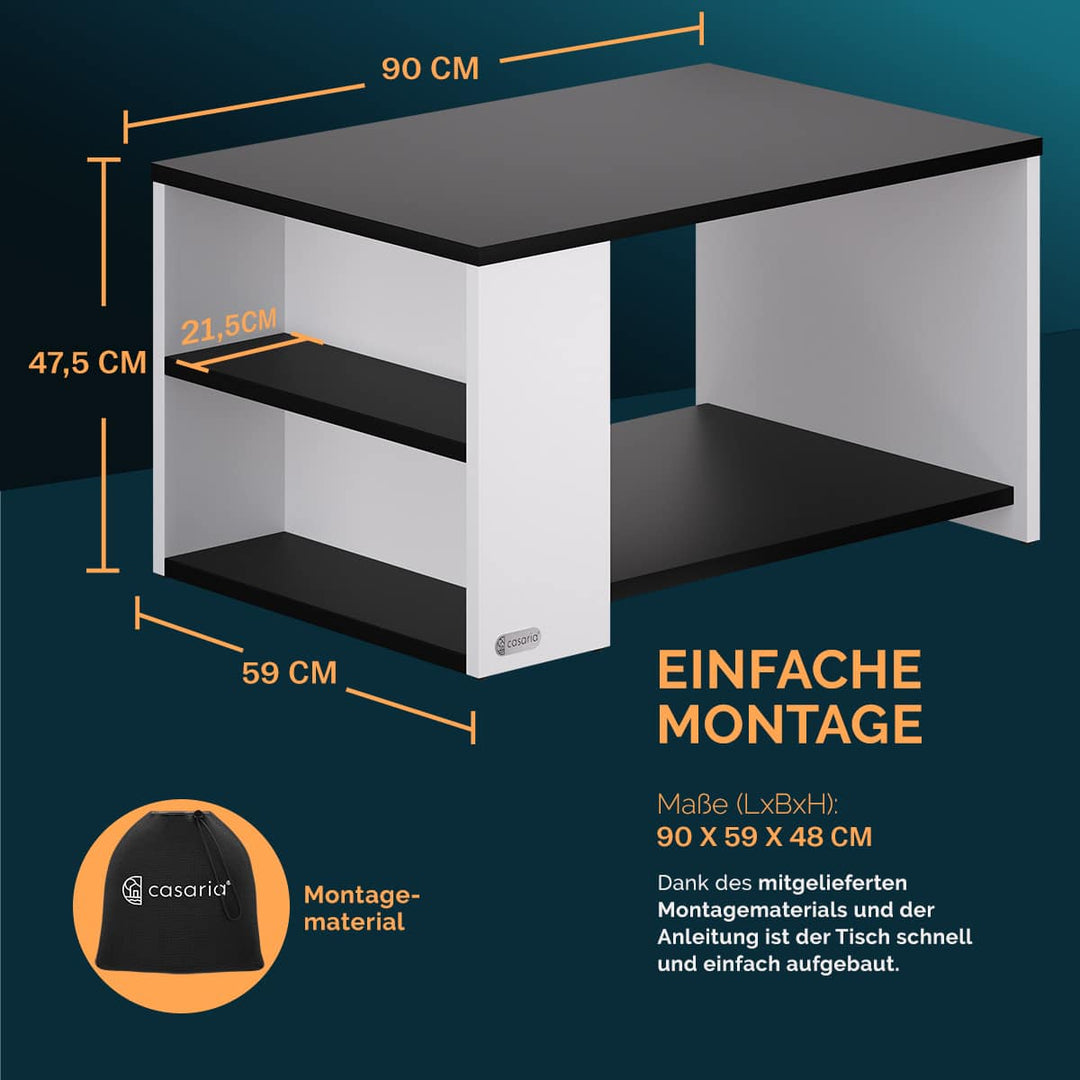 Sofabord Santa Cruz Hvid/Sort 90x59x47cm