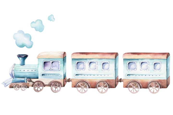 LUK børneseng 160x80 med gelænder - Tog