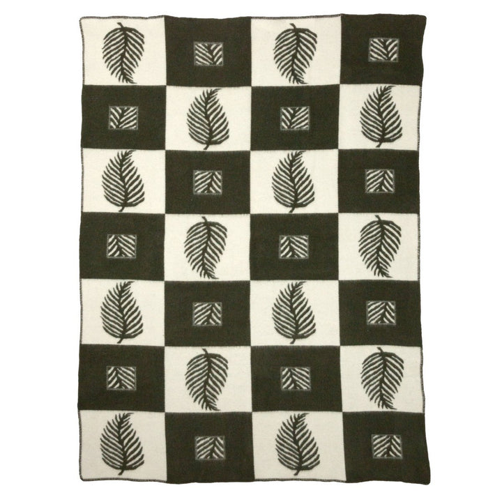 Merinould sengetæppe LEAF green