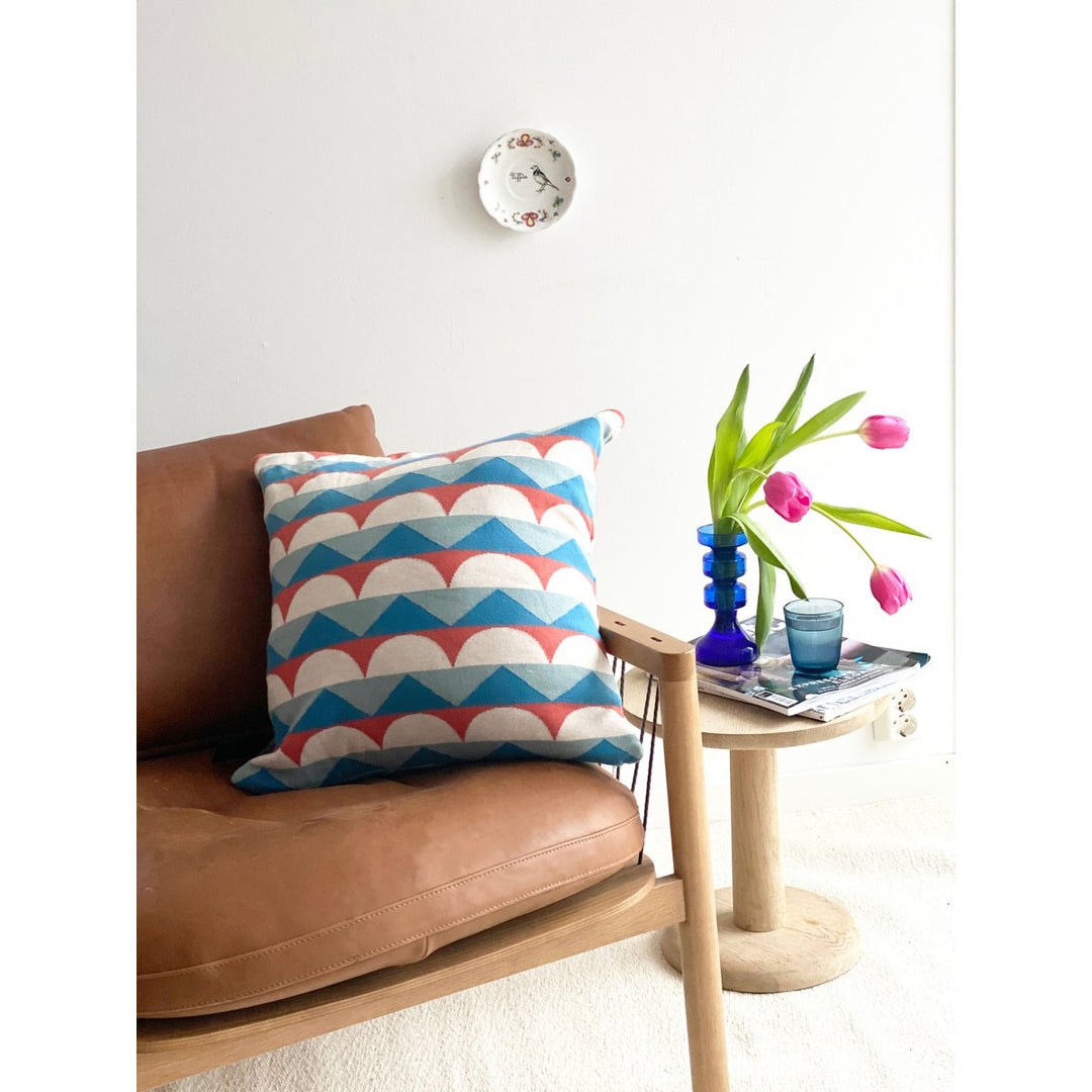 Toby Pillow-Cover Blue, Soft Jacquard strikket bomuld