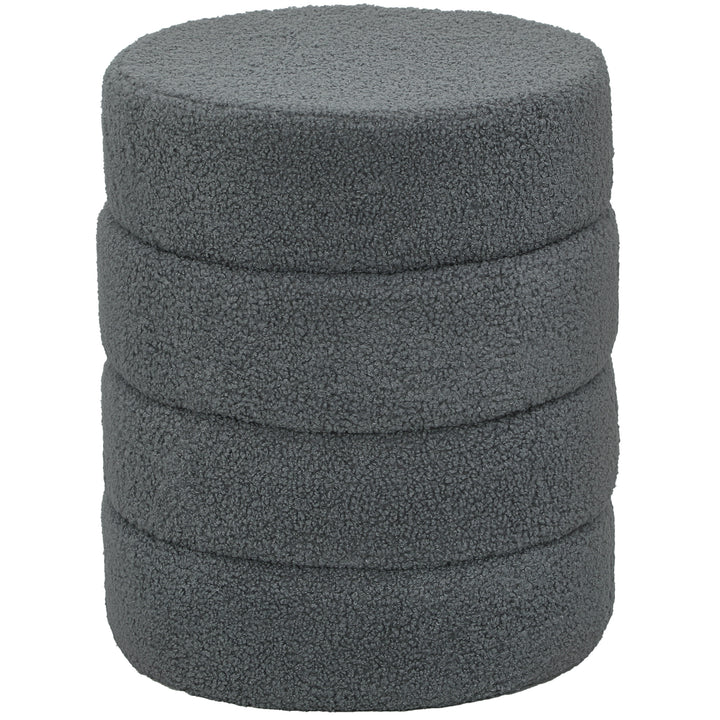 Skammel, rund, teddy fleece, op til 120 kg, ø40x45h cm, mørkegrå
