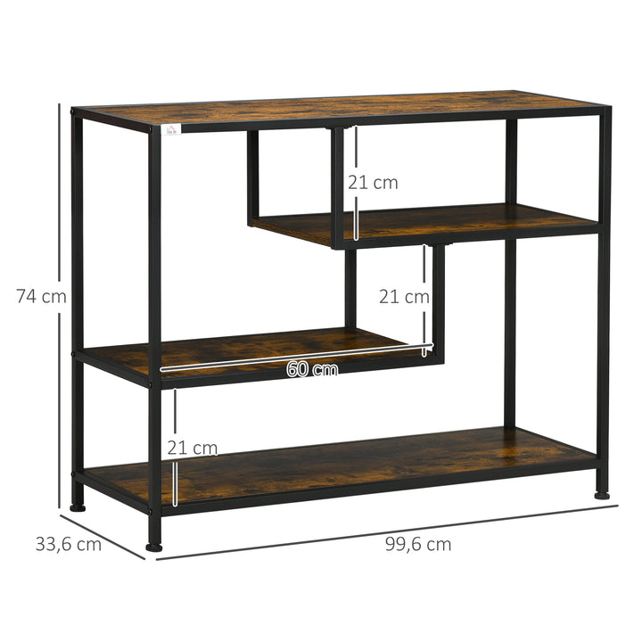 Hylde, konsolbord, industrielt design, 4 hylder, stålstel, 99,6 x 33,6 x 74 cm