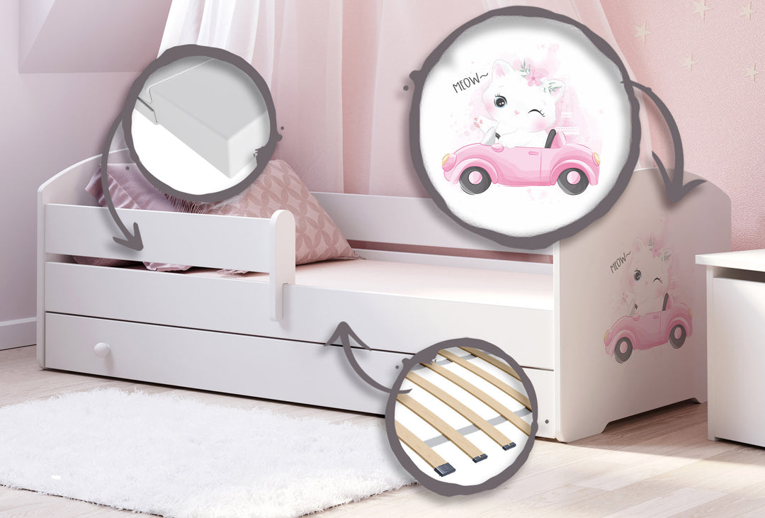 Børneseng Luk 140x70 med skuffe - Kat