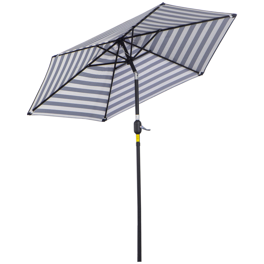 Parasol, haveparasol, terrasseparasol, stålstel, udendørs brug, blå stribe, Ø230 x 216 cm