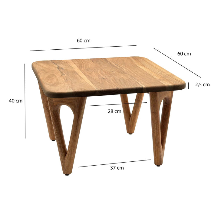 Måldiagram for sofabordet, 60 x 60 x 40 cm