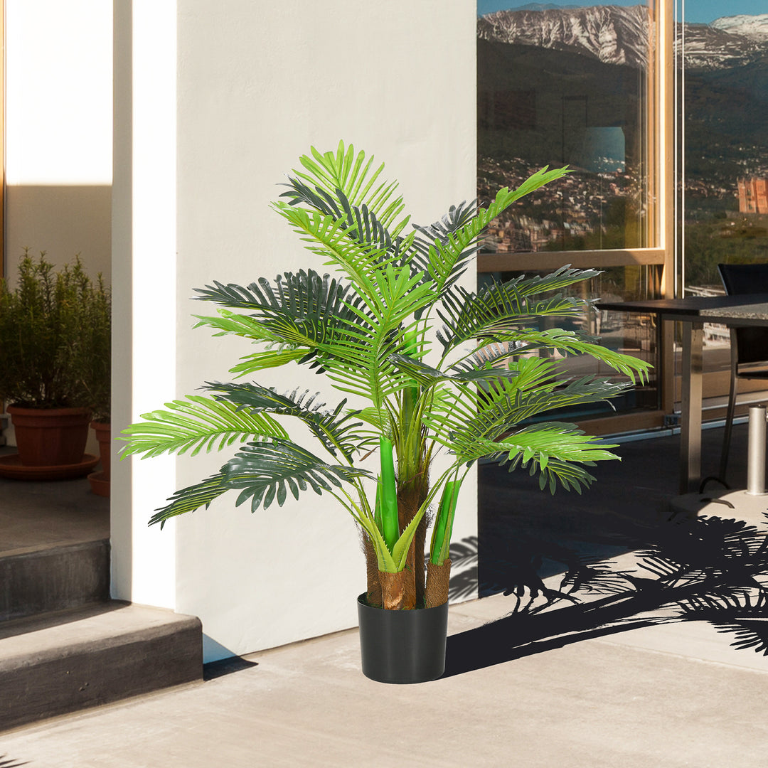 Kunstig palme, 1 m, realistiske grene, dekorativ plante, plastik, med potte, brun+grøn