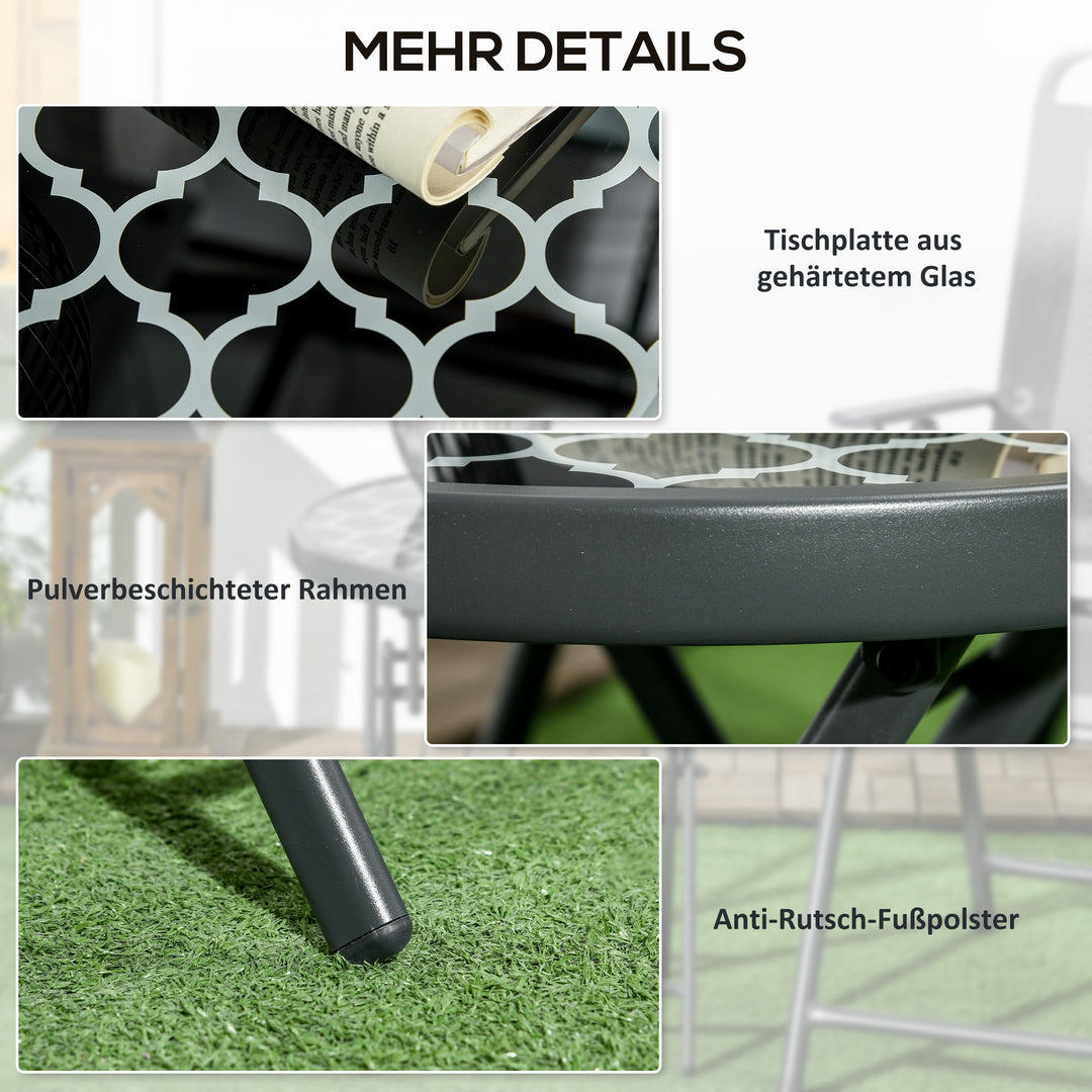 Havebord klapbord havebord klapbord, rundt, vejrbestandigt, foldbart, 45 x 50 cm, sort