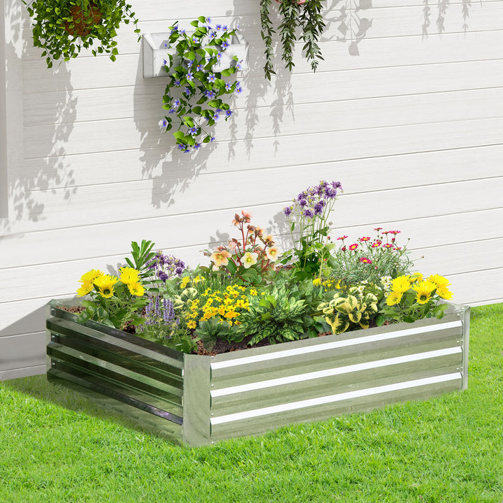 Højbed lavet af galvaniseret stål havebed plantekasse til haven blomsterpotte sølv 120 x 90 x 30 cm
