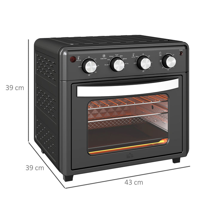 Miniovn, varmluftfrituregryde, 90-230° c, 7 programmer, tilbehør, sort