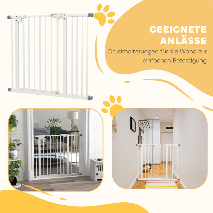 Hundegitter, kæledyrsgitter, metal, plast, 74-80/87-94 cm, hvid