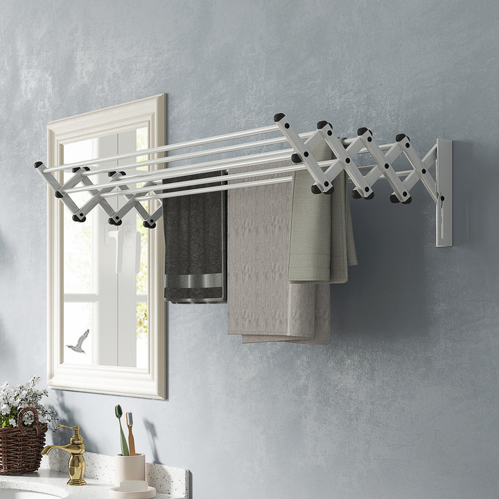 Håndklædetørrer, aluminium, justerbar, til indendørs og udendørs brug, sølv