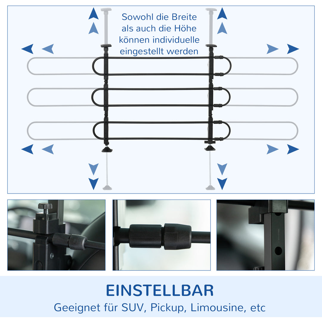 Hundegitter til bagagerummet, let at installere, robust og formstabil, stål, 150 x 9 x 124 cm