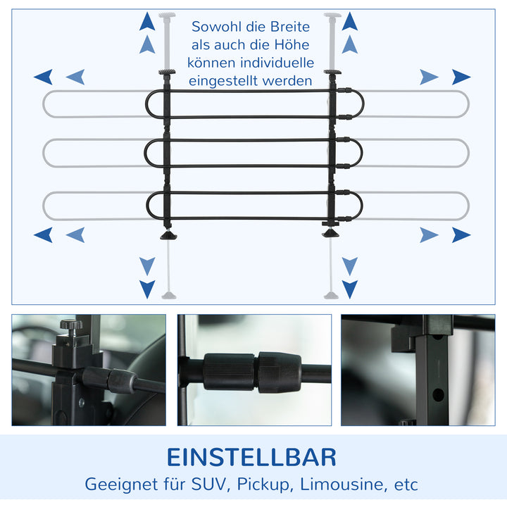Hundegitter til bagagerummet, let at installere, robust og formstabil, stål, 150 x 9 x 124 cm