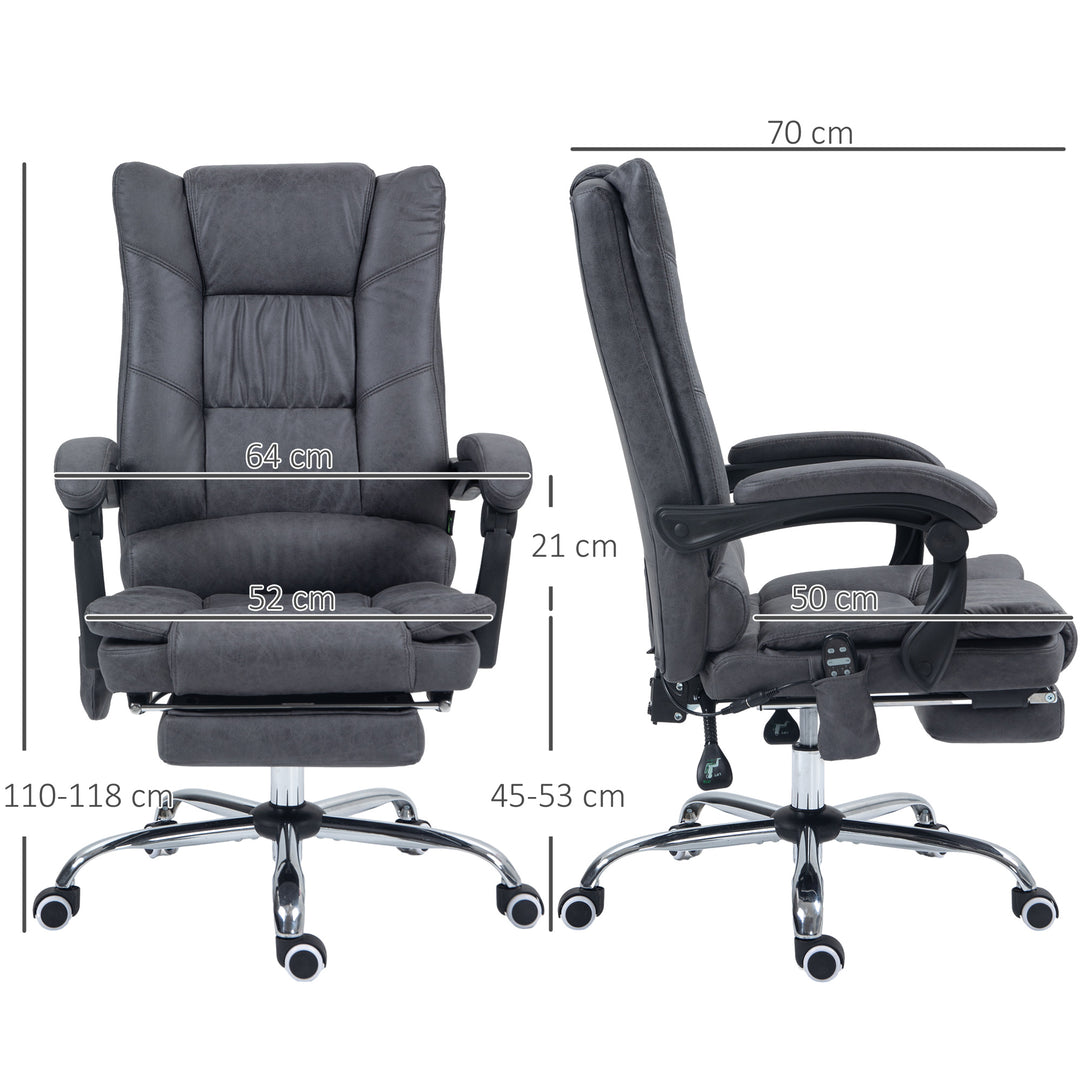 Massagestol kontorstol med massagefunktion, inklusive fodstøtte, højdejusterbar, 64 cm x 70 cm x 118 cm, sort