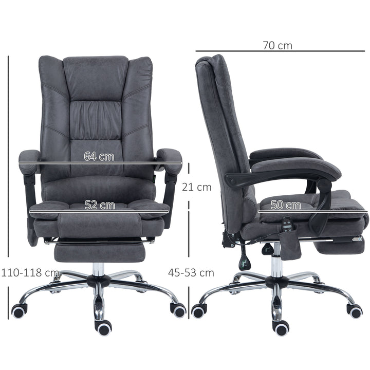 Massagestol kontorstol med massagefunktion, inklusive fodstøtte, højdejusterbar, 64 cm x 70 cm x 118 cm, sort