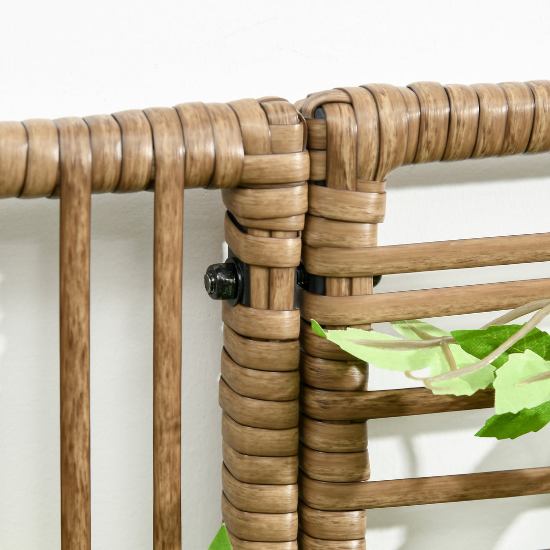 Blomsterkasse med espalier, vejrbestandig, polyrattan, 103 x 29 x 103 cm, sandfarvet