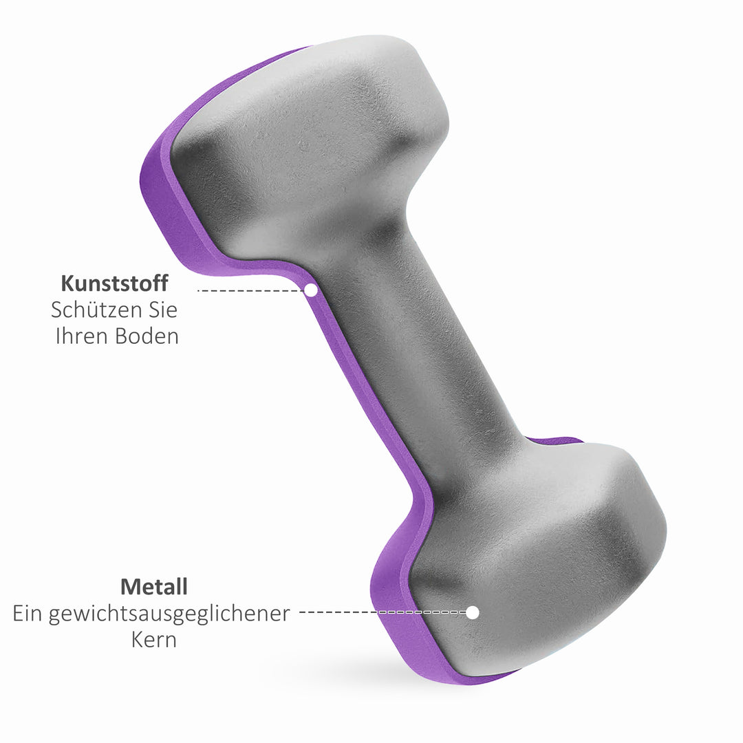 Håndvægtsæt med opbevaringsstativ, sæt med 6 håndvægte til fitnesstræning, 2 x 1 kg, 2 x 2 kg, 2 x 3 kg