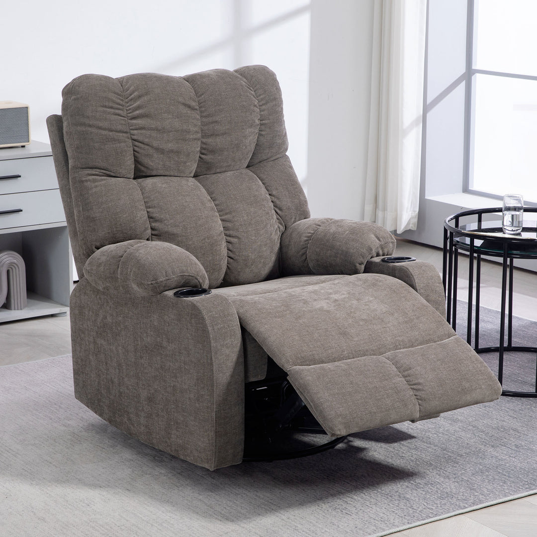 Afslapningsstol med fodstøtte, moderne loungestol, drejelig, op til 150 kg, stålstel, 88 x 96 x 108 cm, lysebrun