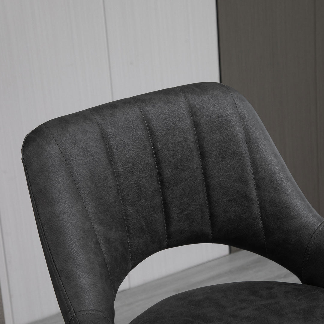 Barstolsæt med 2, læderlook, drejelig, højdejusterbar, fodstøtte, metalstel, 44 x 49 x 90-110 cm, grå